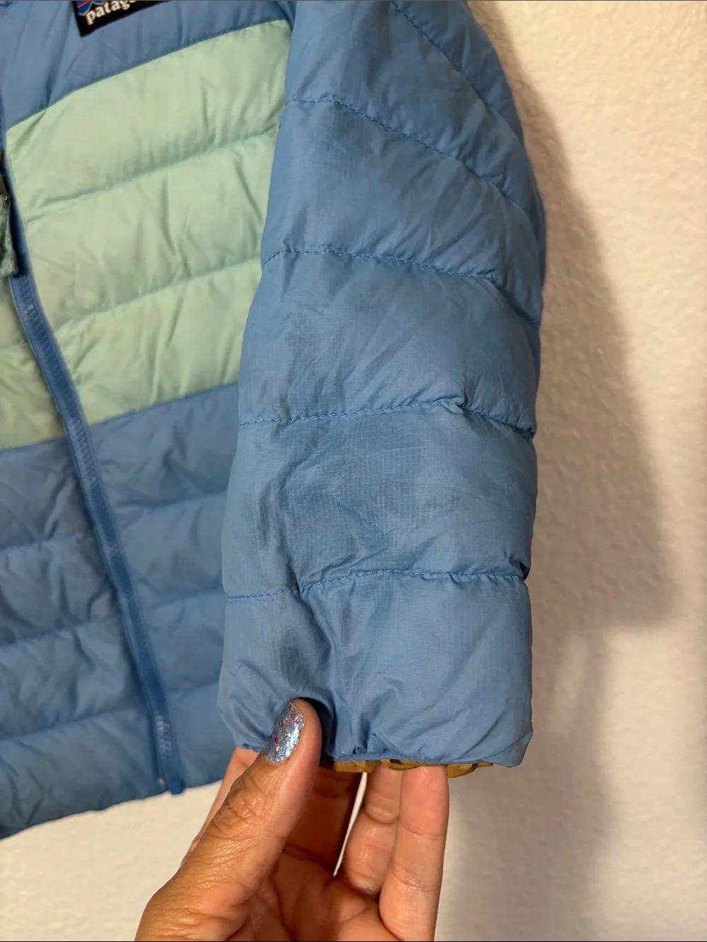 Patagonia Baby Down Sweater Full Zip Size 5T Blue Gorpcore outdoors camping